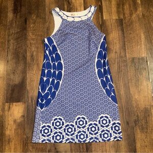 Aryeh Blue and White Geometric Mini Dress